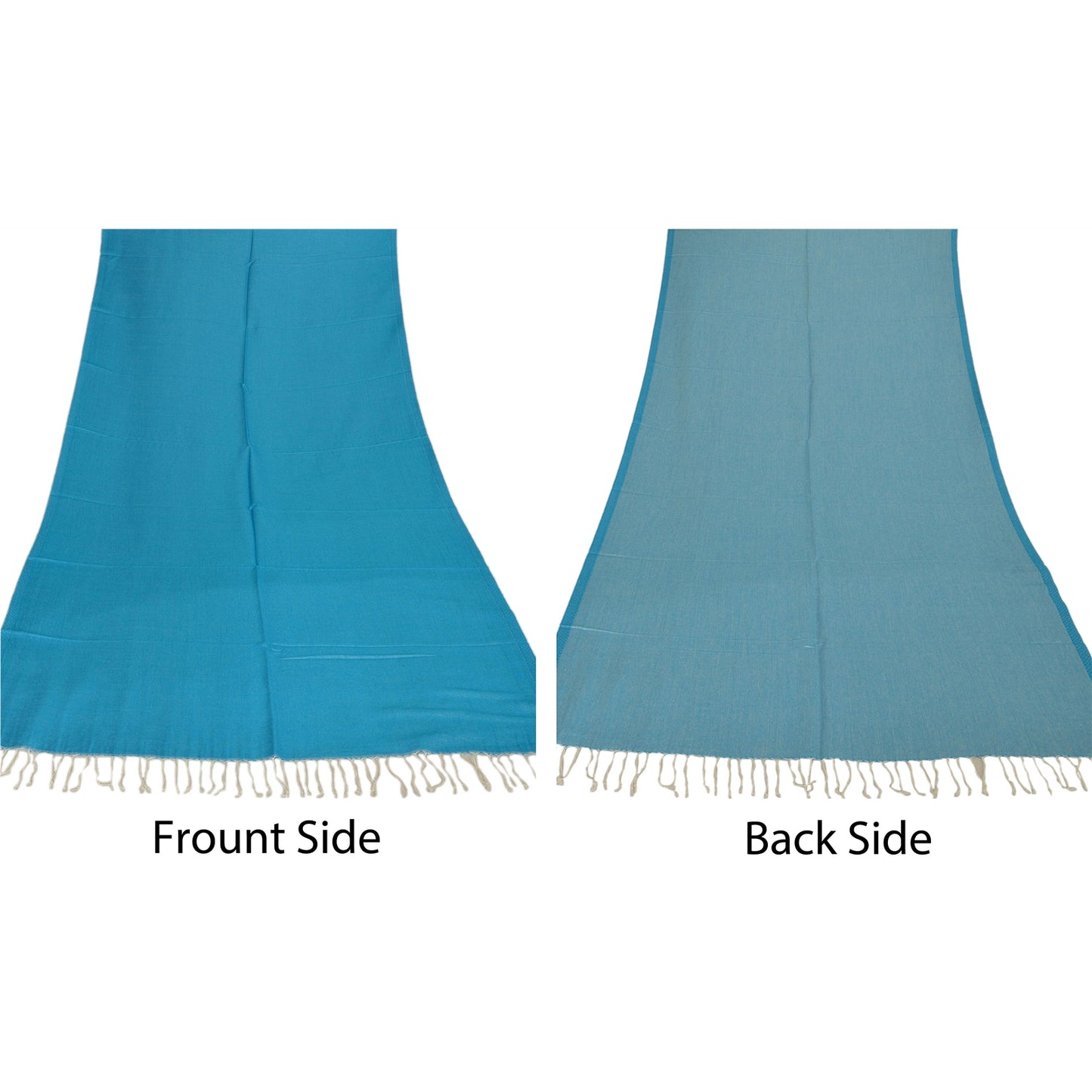 Sanskriti New Blue Shawl Viscose Reversible Woven Work Long Stole Soft Scarf