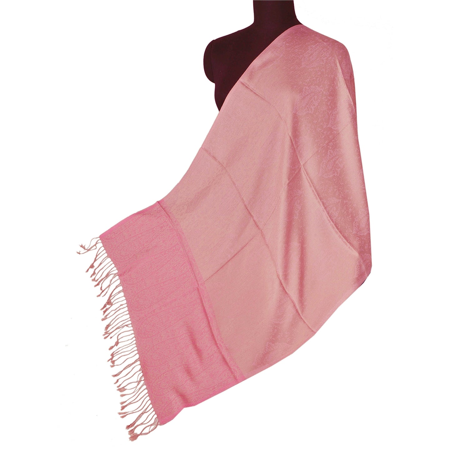 Sanskriti New Brown Shawl Silk Jacquard Woven Long Stole Soft Scarf Floral