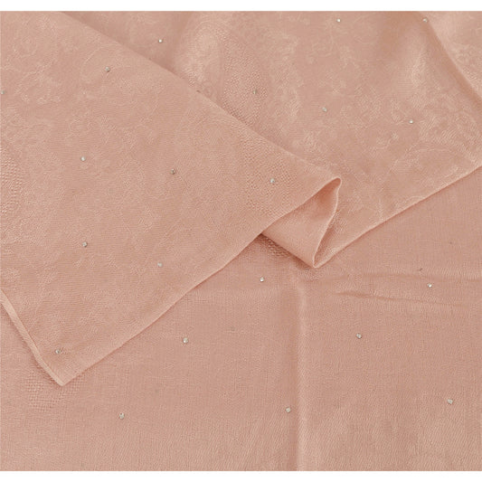 Sanskriti New Brown Shawl Viscose Sauroski Woven Work Long Stole Soft Scarf