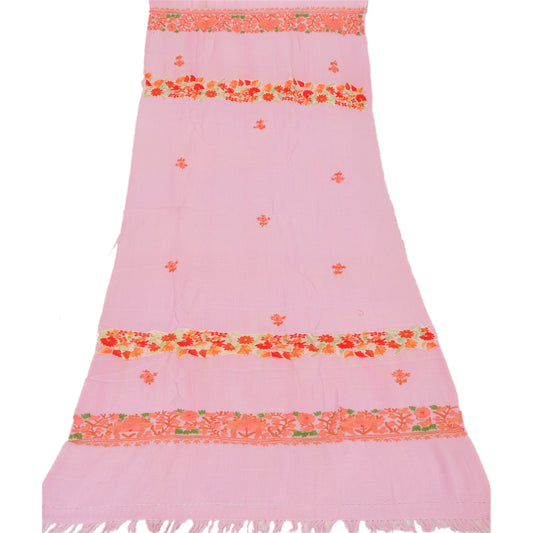 Sanskriti Vintage Hand Embroidered Ari Work Shawl Scarf Stole Floral Purple