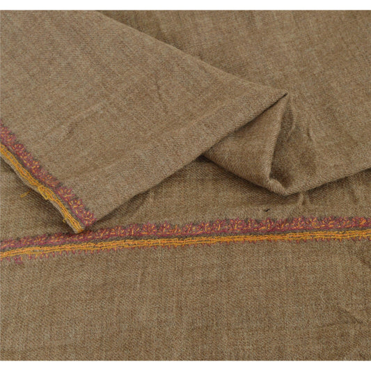 Sanskriti Vintage Cream Woolen Shawl Hand Embroidered Suzani Work Stole Scarf