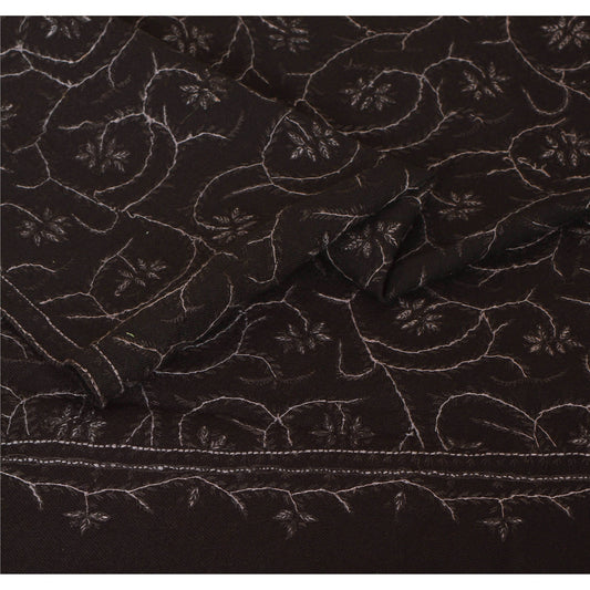 Санскрити Винтаж черный шерстяной платок ручной вышивки сюзане работа палантин шарф