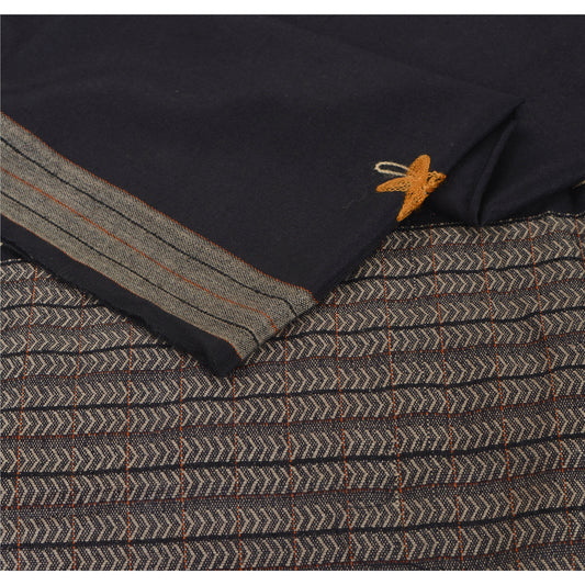 Sanskriti Vintage Black Woolen Shawl Hand Embroidered Ari Work Long Stole Scarf