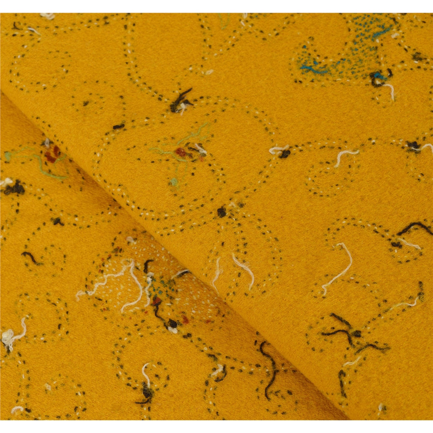 Санскритская винтажная горчичная шерстяная шаль с ручной вышивкой в стиле кантха, шарф-палантин