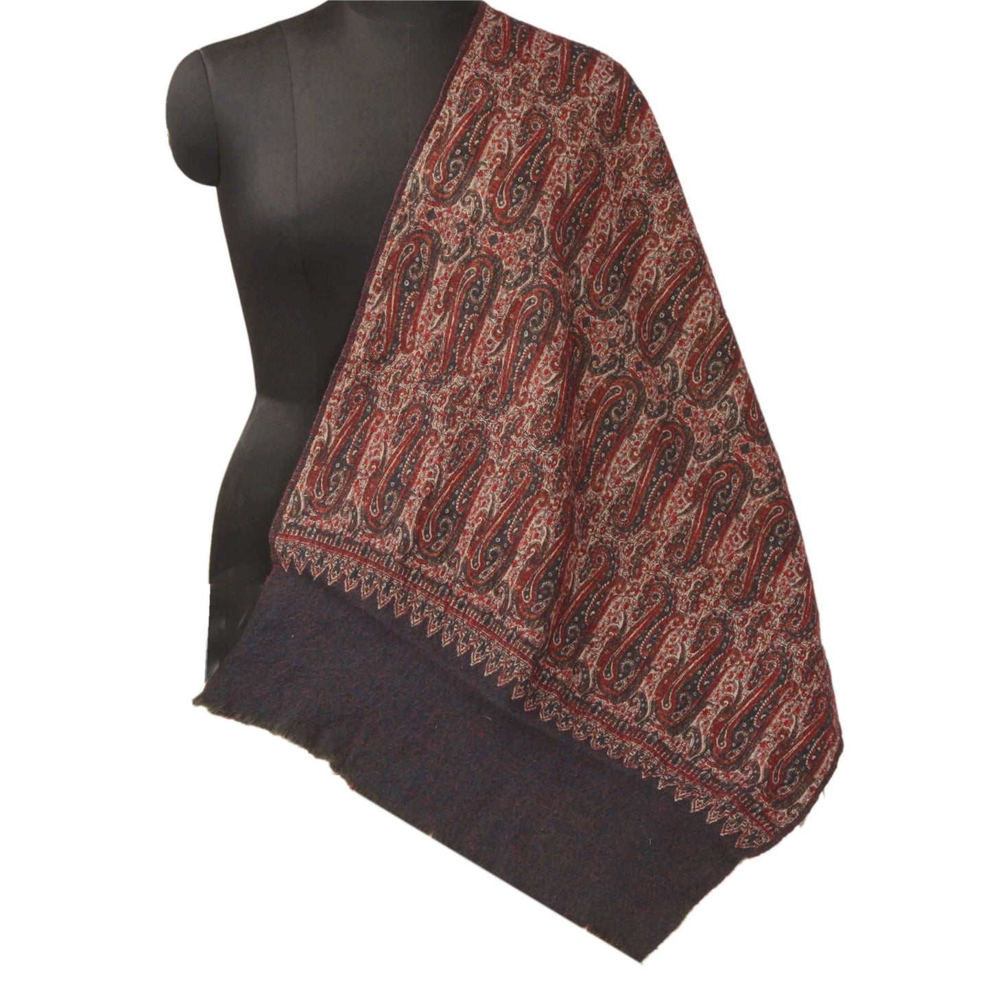 Sanskriti Vintage Multi Color Woolen Shawl Woven Work Long Stole Scarf Paisley