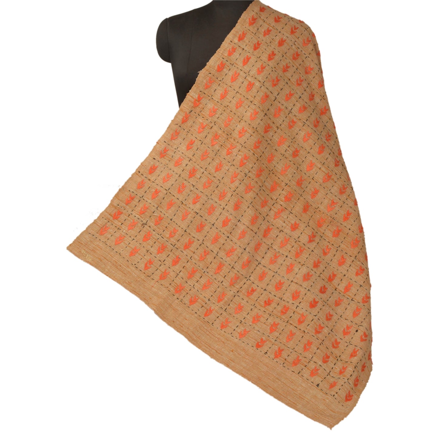 Санскрити Винтаж Кремовый шерстяной платок с ручной вышивкой длинный палантин мягкий шарф