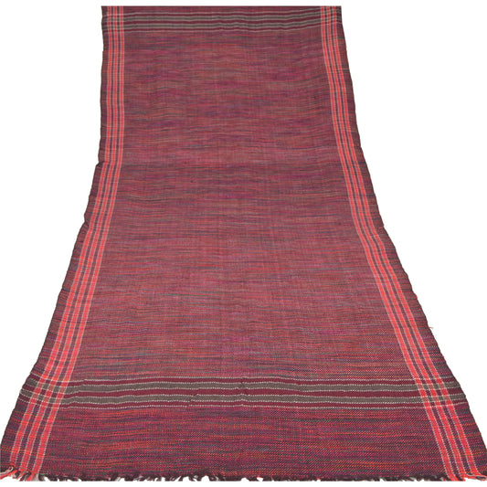 Sanskriti Vintage Woolen Pink Reversible Woolen Shawl Woven Long Stole Scarf
