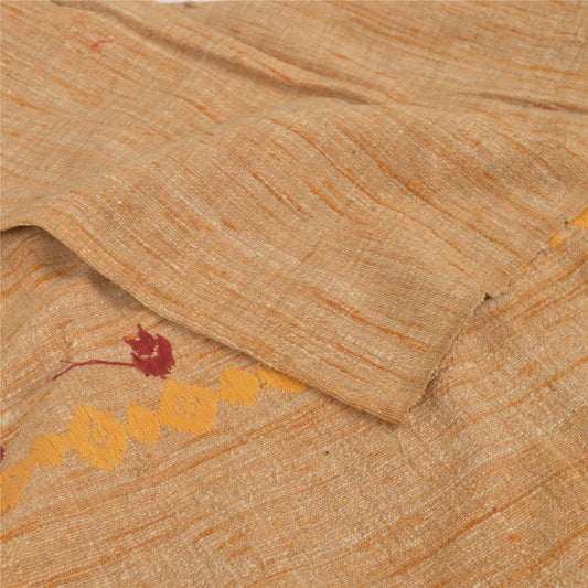 Sanskriti Vintage Long Shawl Cream Hand Embroidered Handloom Scarf Throw Stole