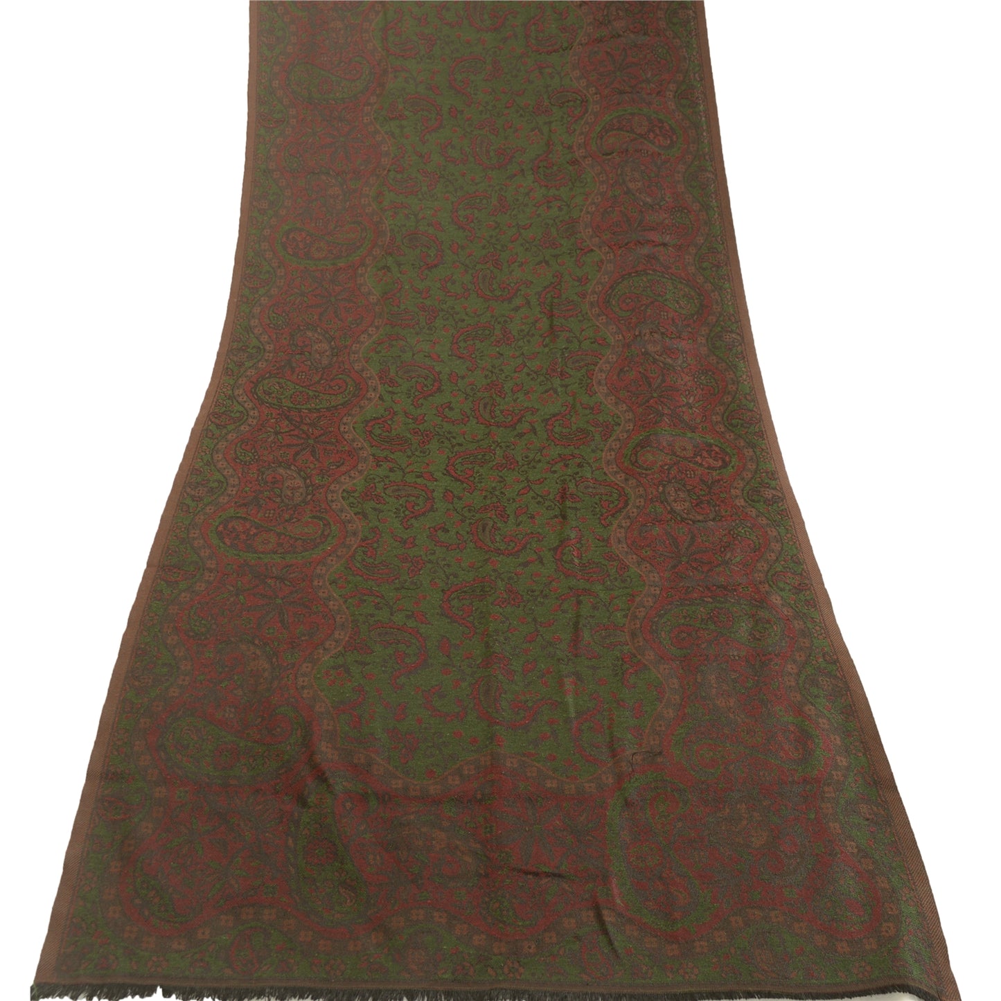 Sanskriti Vintage Dark Red Viscose Reversible Shawl Woven Long Throw Stole