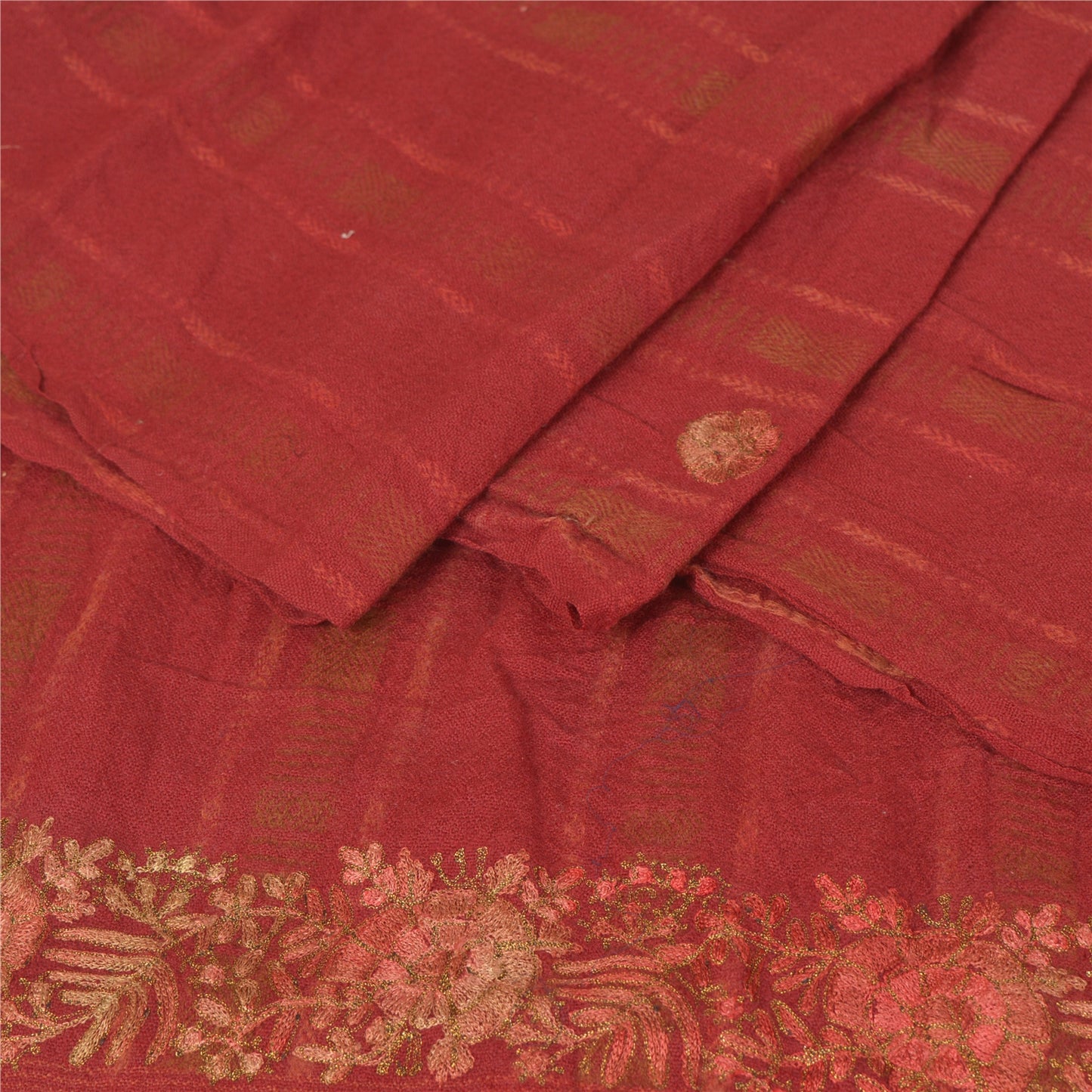 Sanskriti Vintage Pure Woolen Shawl Hand Embroidered Woven Long Throw Stole