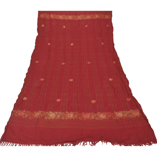 Sanskriti Vintage Pure Woolen Shawl Hand Embroidered Woven Long Throw Stole