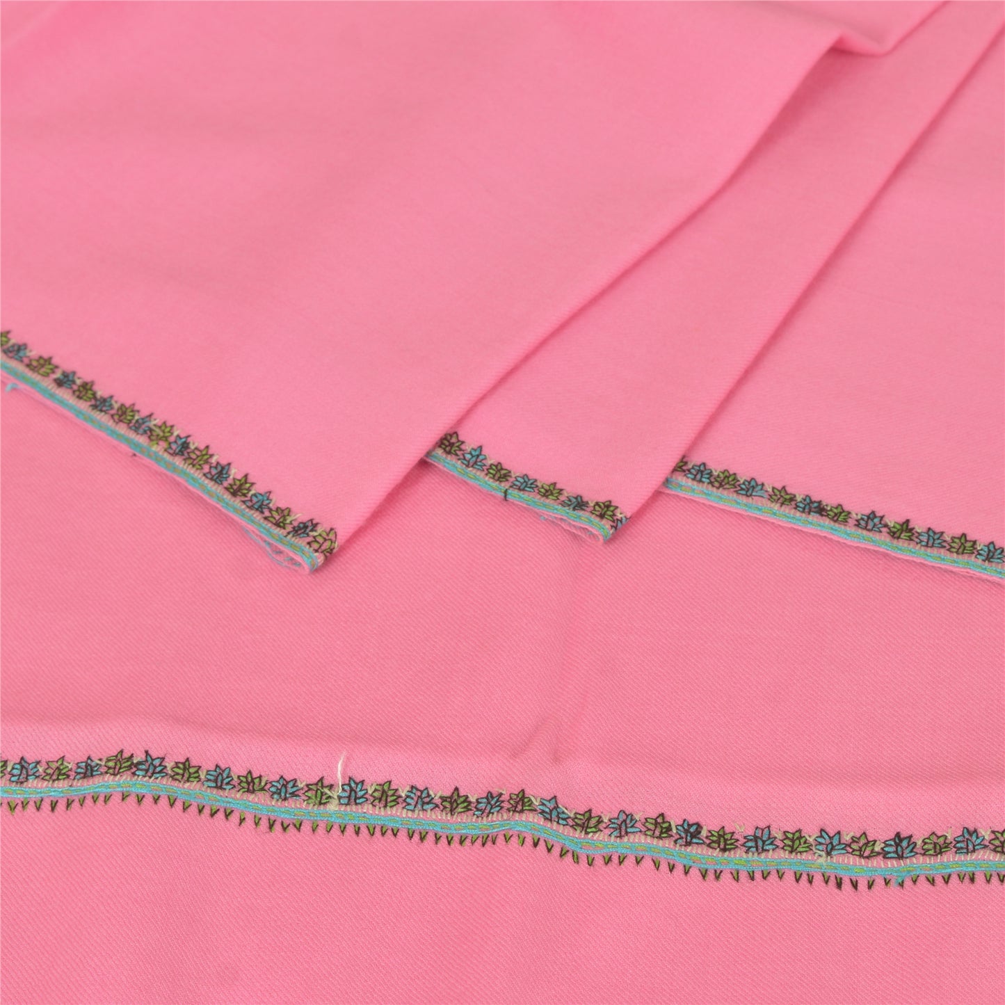 Sanskriti Vintage Pink 100% Pure Woolen Shawl Handmade Suzani Long Throw Stole