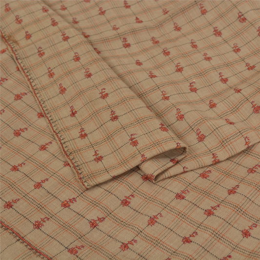 Sanskriti Vintage Brown 100% Pure Woolen Shawl Handmade Suzani Long Throw Stole