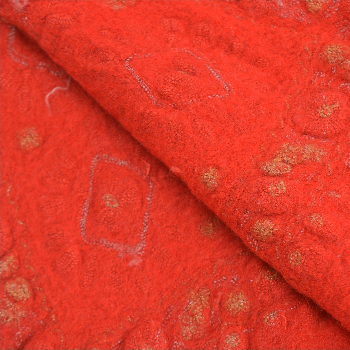 Sanskriti Vintage Long Red Pure Woolen Shawl Handmade Ari Work Scarf Stole