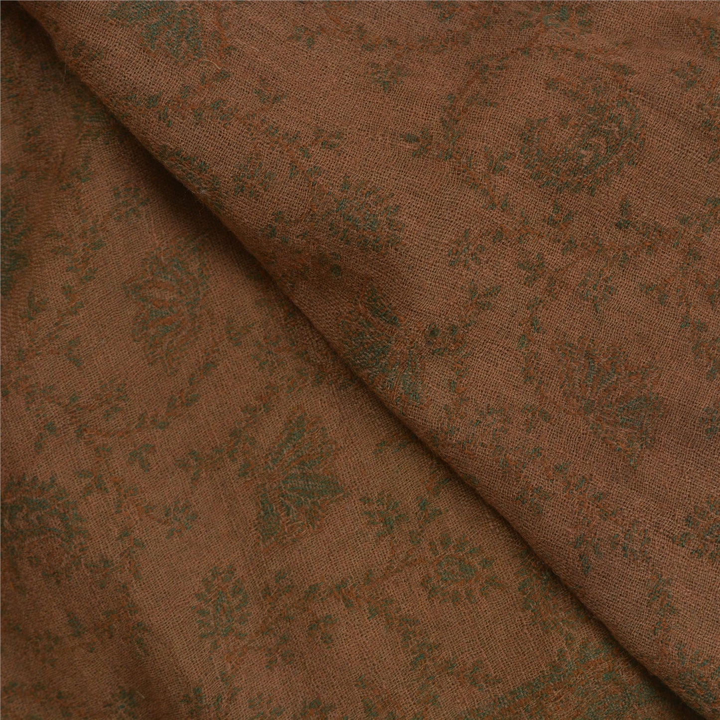 Sanskriti Vintage Long Green Pure Woolen Shawl Woven Scarf Throw Soft Stole