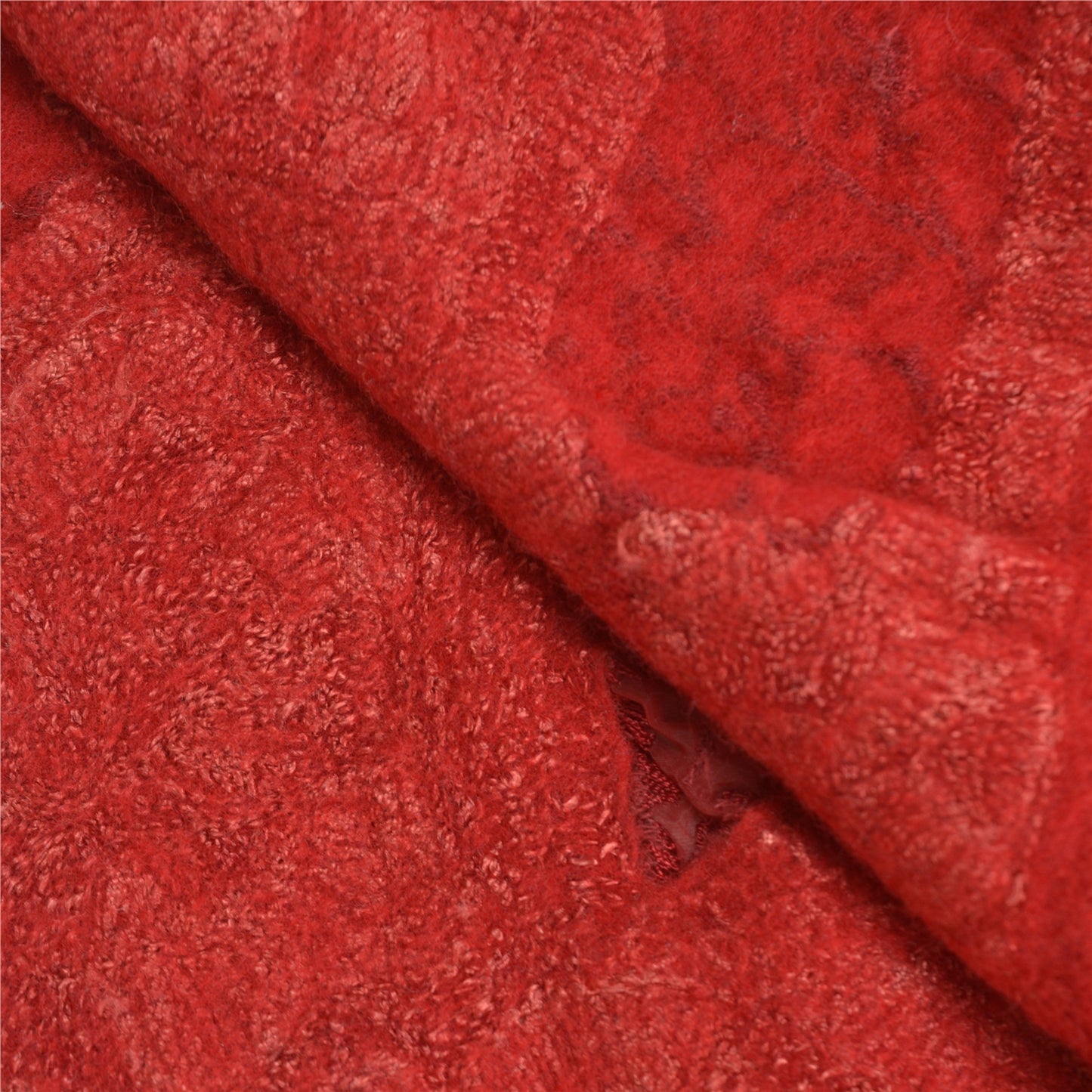 Sanskriti Vintage Red 100% Pure Woolen Handmade Ari Work Shawl Long Throw Stole