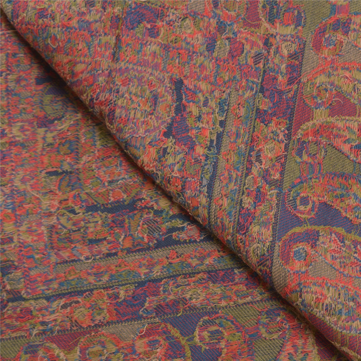 Sanskriti Vintage Blue 100% Pure Woolen Woven Shawl Long Throw Soft Stole