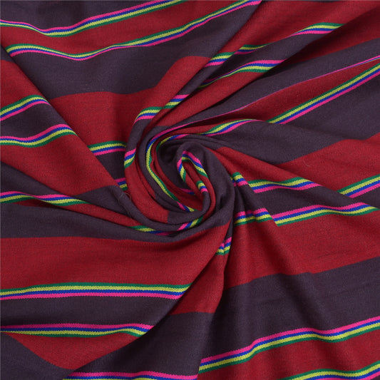 Sanskriti Vintage Long Dark Red Woolen Shawl Woven Scarf Throw Soft Stole