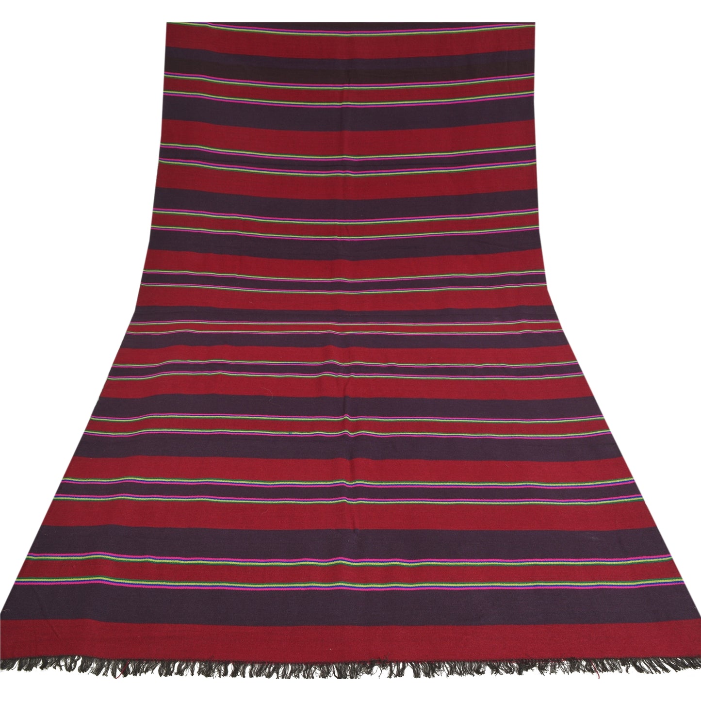 Sanskriti Vintage Long Dark Red Woolen Shawl Woven Scarf Throw Soft Stole