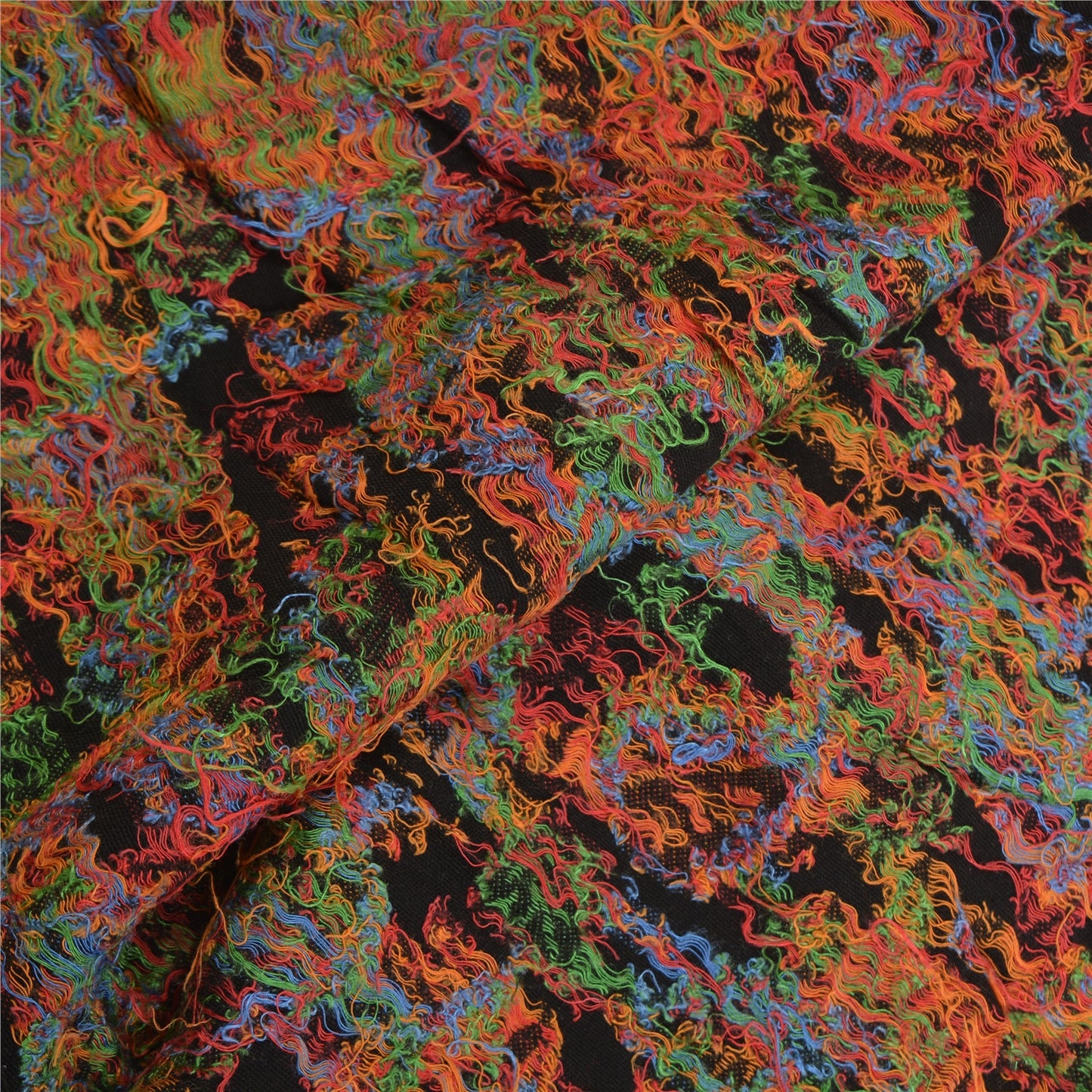 Sanskriti Vintage Lang Sort Ren Bomuld Sjal Vævet Tørklæde Blød Stola