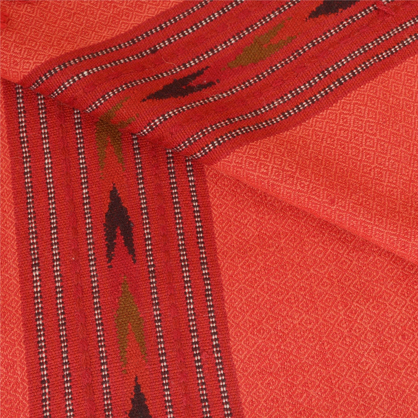 Sanskriti Vintage Long Peach Pure Woolen Shawl Woven Scarf Throw Soft Stole