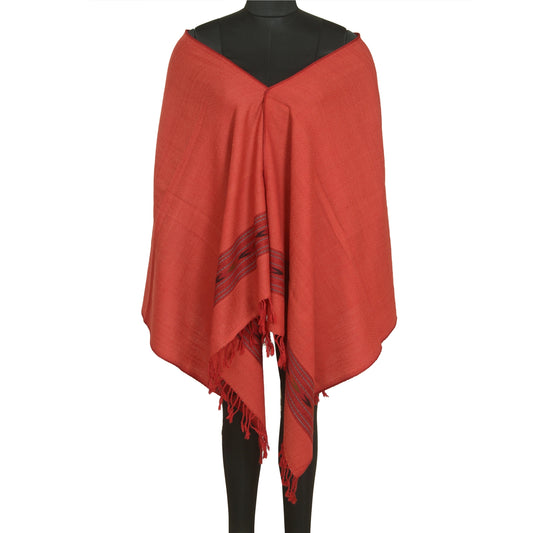 Sanskriti Vintage Long Peach Pure Woolen Shawl Woven Scarf Throw Soft Stole