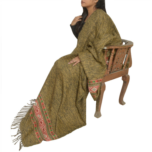 Sanskriti Vintage Long Shawl Pure Woolen Multicolor Woven Scarf Throw Stole