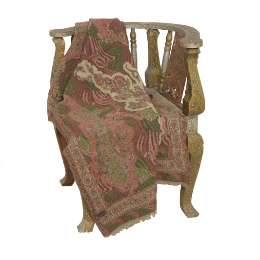 Sanskriti Vintage Long Pure Woolen Reversible Shawl Woven Scarf Throw Stole