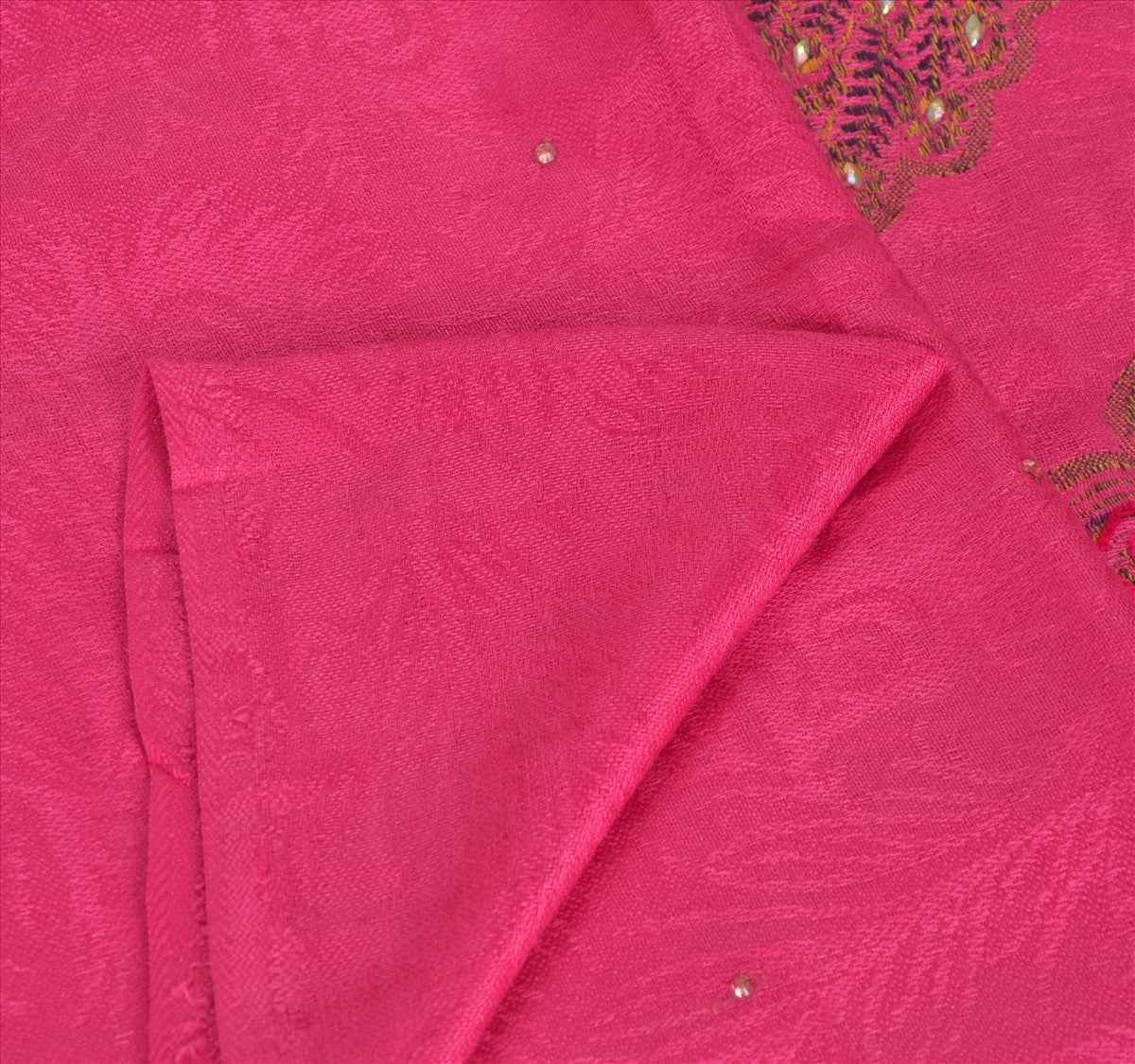 Sanskriti New Indian Woven Viscose Shawl Scarf Stole Warm Pink Peacock