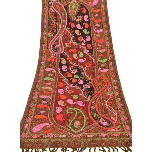 Санскрити Новый вышитый вручную тканый аари-работа коричневый платок шарф вискозный палантин