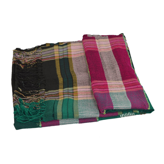 SANSKRITI NEW WOVEN INDIAN SHAWL SCARF VISCOSE MULTI COLOR STOLE WARM