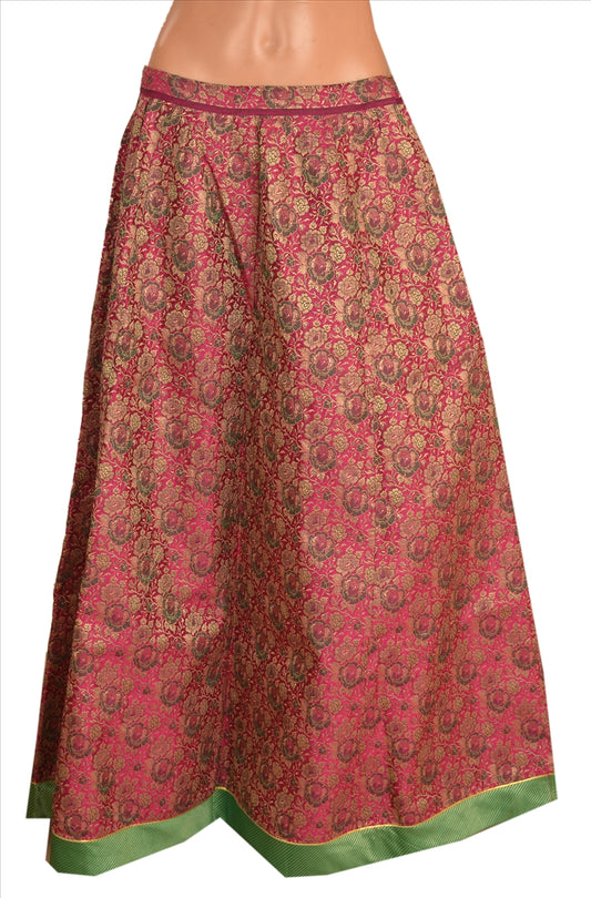 Sanskriti Vintage Indian Bollywood Women Long Skirt Hand Beaded Pink L Size Lehenga
