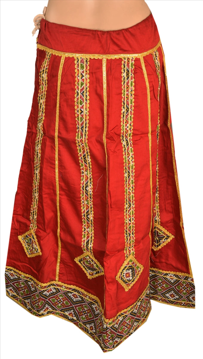 Sanskriti Vintage Indian Bollywood Women Long Skirt Cotton Hand Beaded Red M Size Lehenga
