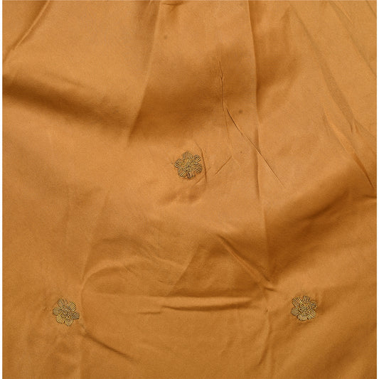 Sanskriti Vintage Hand Beaded Lehenga Long Skirt Pure Satin Silk Brown Zardozi