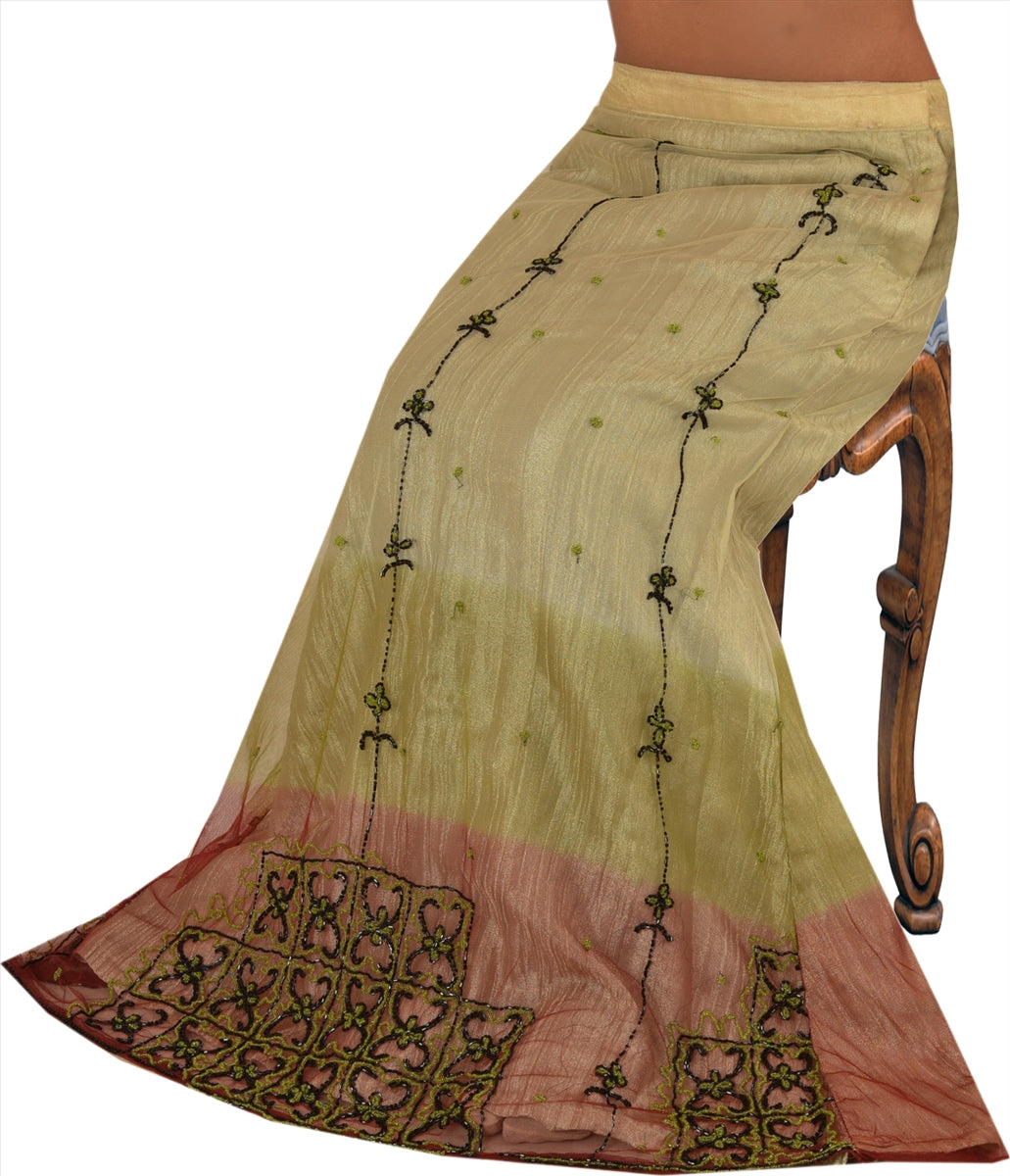 Sanskriti Vintage Indian Bollywood Women Long Skirt Hand Beaded L Size Lehenga