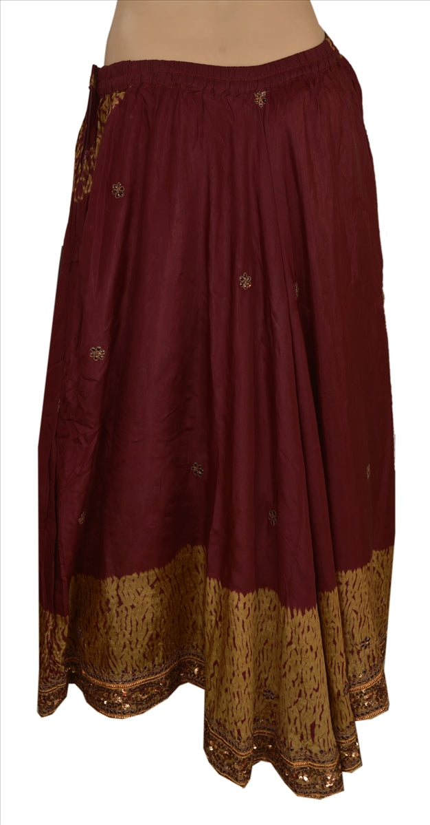 Sanskriti Vintage Indian Bollywood Women Long Skirt Hand Beaded XL Size Leheria Lehenga