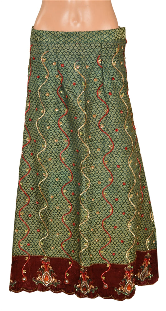 Sanskriti Vintage Indian Bollywood Women Long Skirt Hand Beaded Woven M Size Lehenga