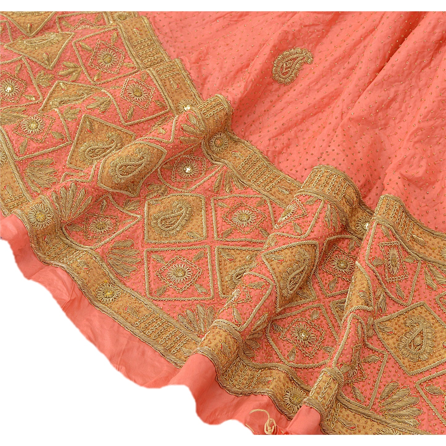 Санскрити Винтаж Розовая Несшитая Длинная Юбка Лехенга Тяжелая Свадебная Зардози