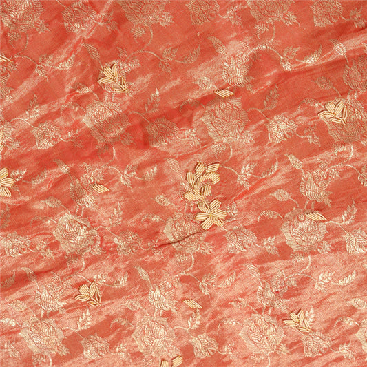 Sanskriti Vintage Long Skirt Pure Tissue Silk Handmade Woven Unstitched Lehenga