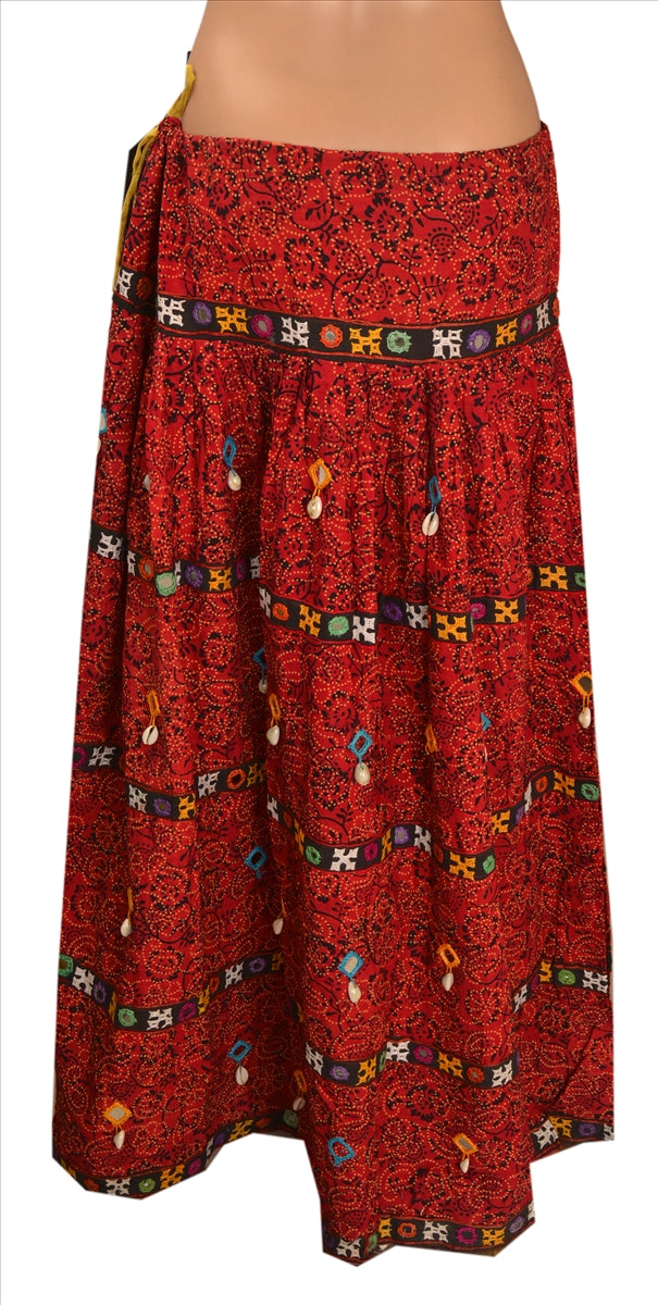 Sanskriti Vintage Indian Bollywood Women Long Skirt Hand Beaded Kutch XL Size Lehenga