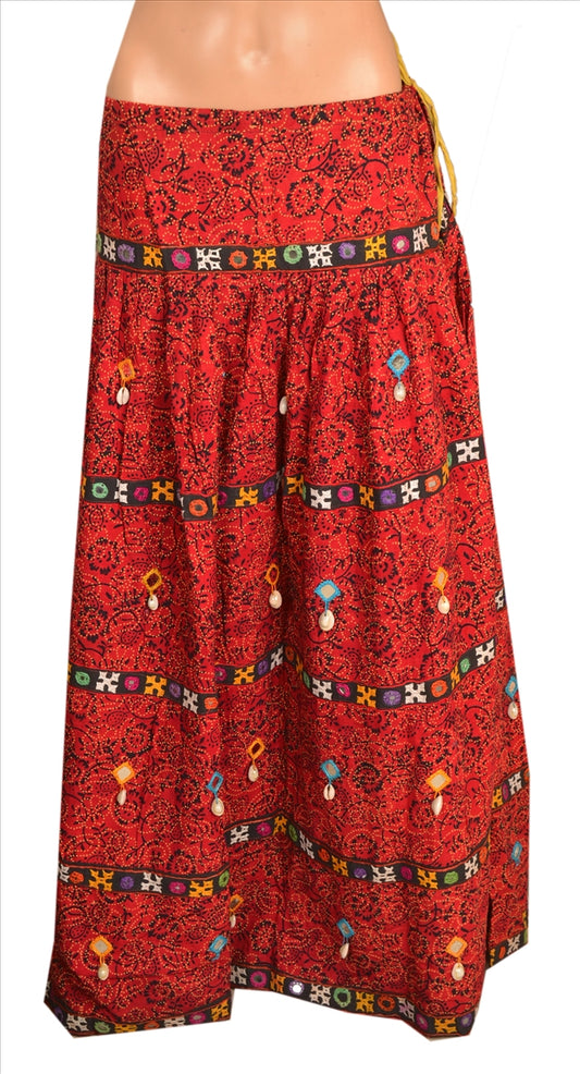 Sanskriti Vintage Indian Bollywood Women Long Skirt Hand Beaded Kutch XL Size Lehenga
