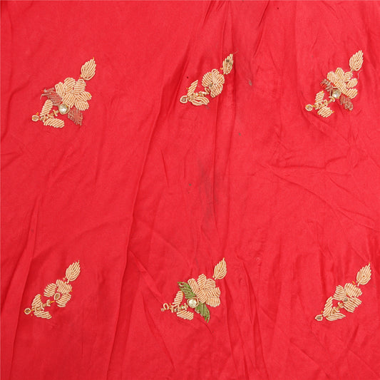 Sanskriti Vintage Rød Lang Nederdel Ren Satin Silke Håndperlesøm Lehenga