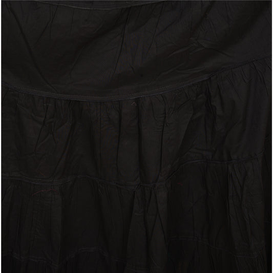 Sanskriti New Solid Color Indian Long Full Maxi Flared Skirt Black