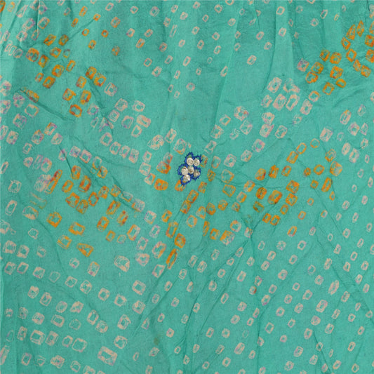 Sanskriti Vintage nederdel Pure Satin Silke Håndlavet Bandhani Stitched Green Lehanga
