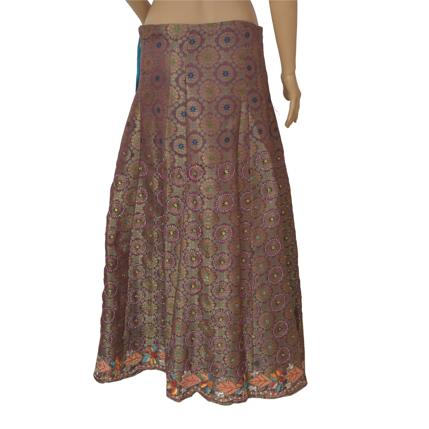 Sanskriti Vintage Long Skirt Brocade Purple Hand Embroidered Stitched Lehenga
