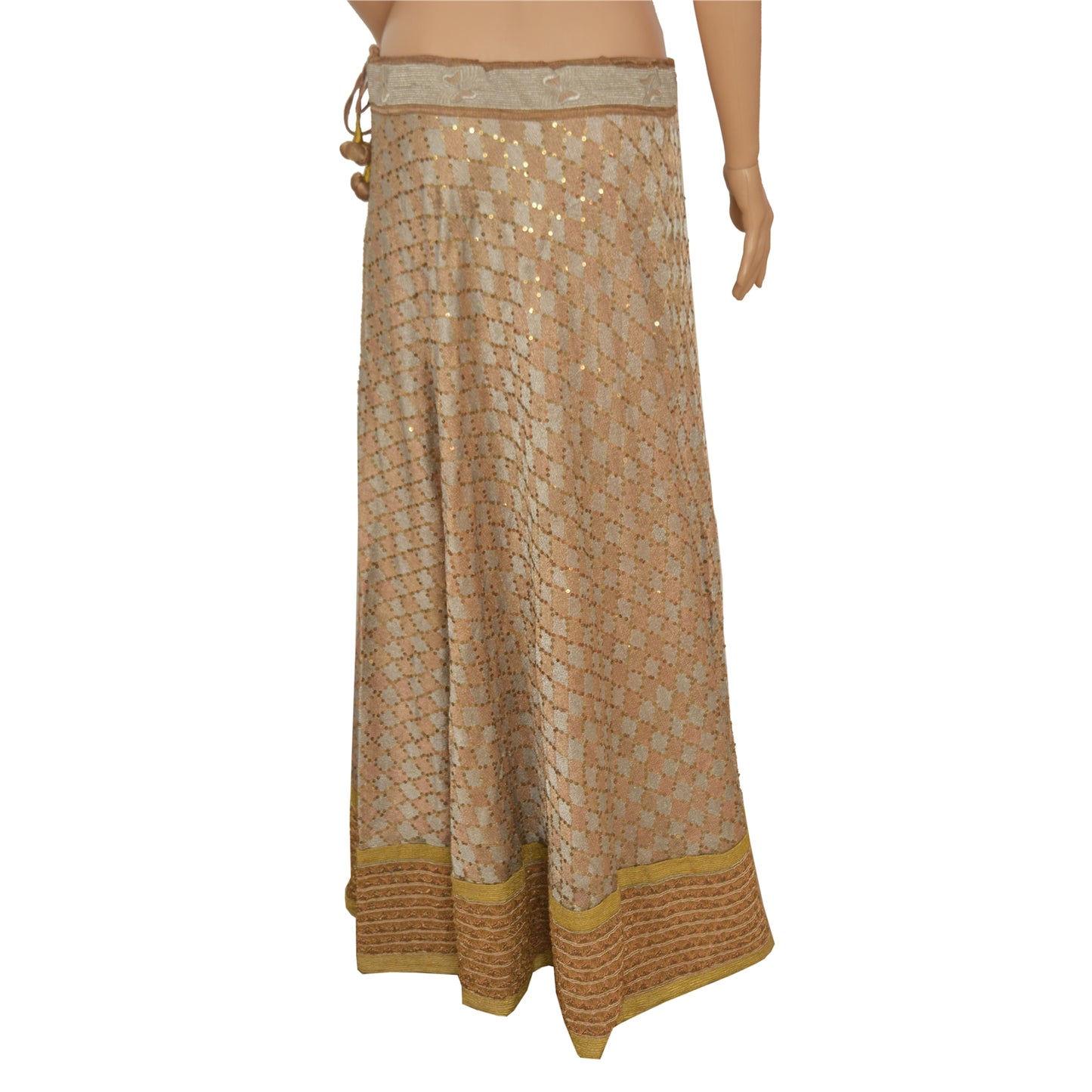Sanskriti Vintage Long Skirt Pure Silk Hand Beaded Stitched Sequins Lehenga