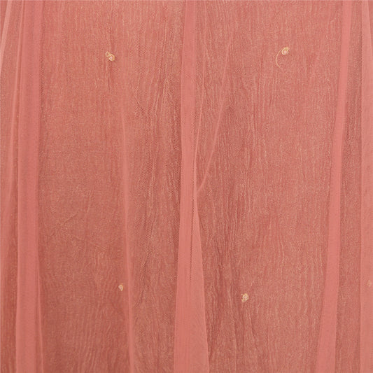 Sanskriti Vintage Lang Nederdel Net Mesh Pink Håndperlesøm Zardozi Lehenga