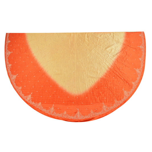 Sanskriti Vintage Long Skirt Pure Satin Silk Orange Handmade Unstitched Lehenga