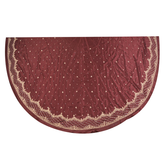 Sanskriti Vintage Long Skirt Pure Satin Silk Handmade Unstitched Zardozi Lehenga