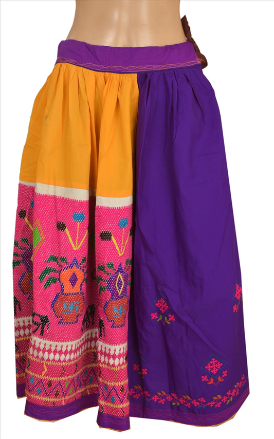 Sanskriti Vintage Indian Bollywood Women Long Skirt Hand Embroidered Kantha M Size Lehenga